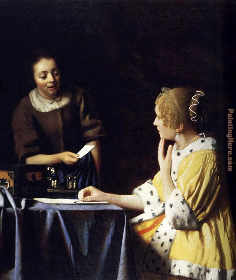 Mistress and Maid painting - Johannes Vermeer Mistress and Maid art painting